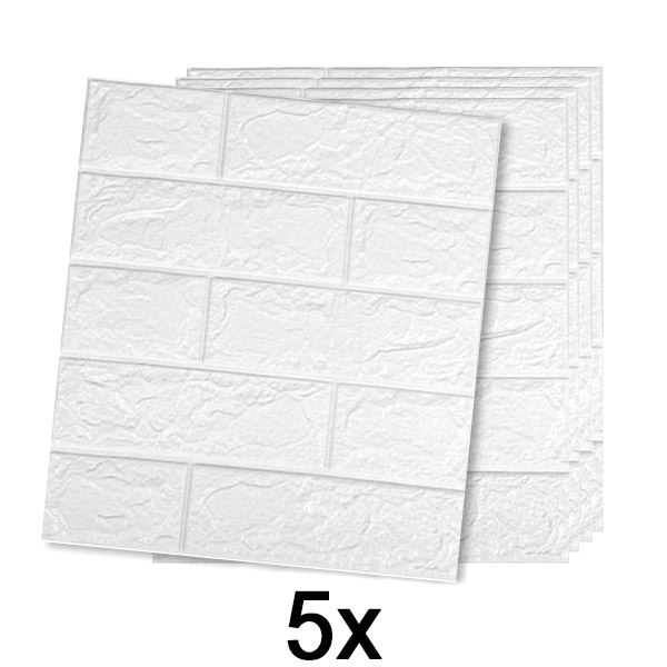 1x (5 Stuks) Zelfklevend Baksteenbehang met 3D Patroon | BRICKSBY